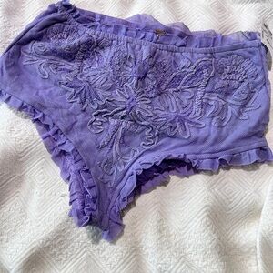 Free People Lavender Floral Mesh Lace Micro Bloomer Shorts NWOT